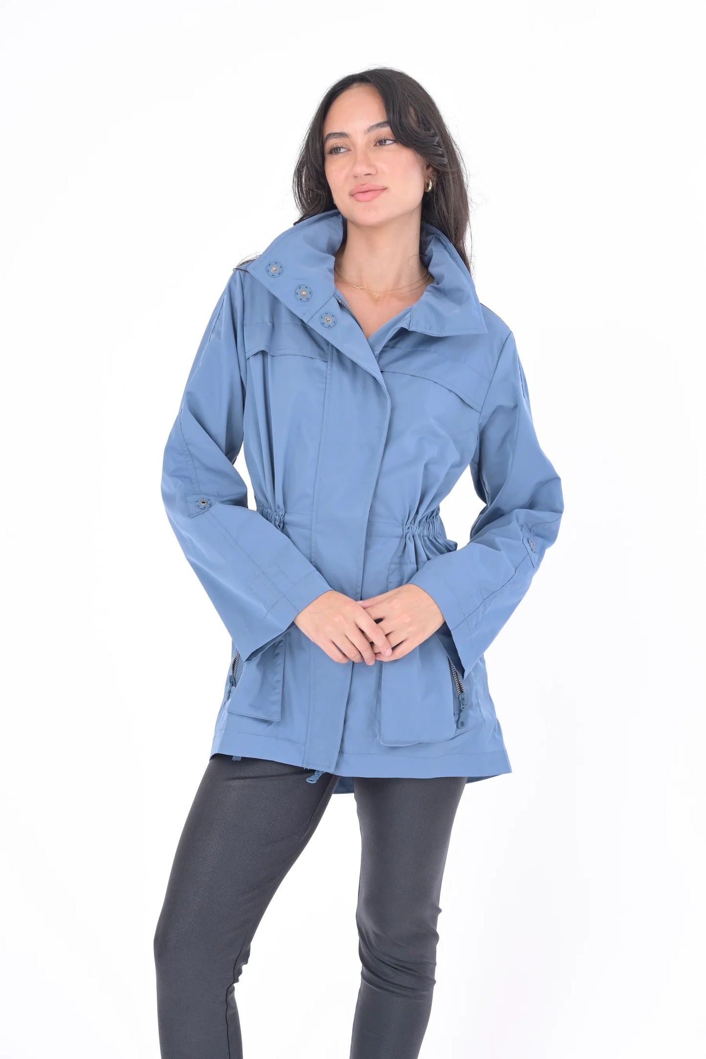 Crinkle Rain Jacket - Cadet Blue