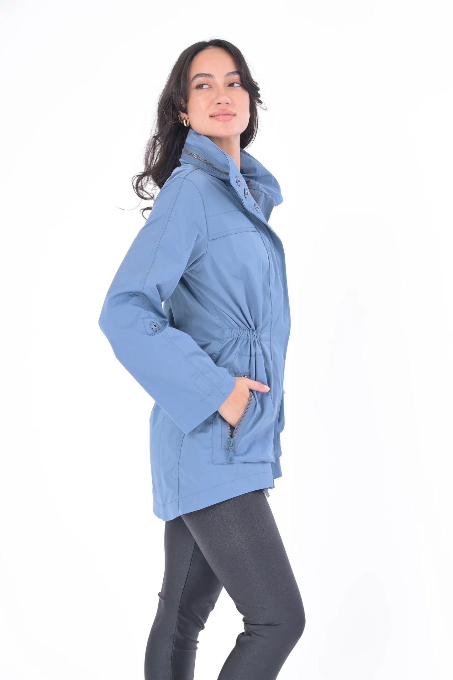 Crinkle Rain Jacket - Cadet Blue