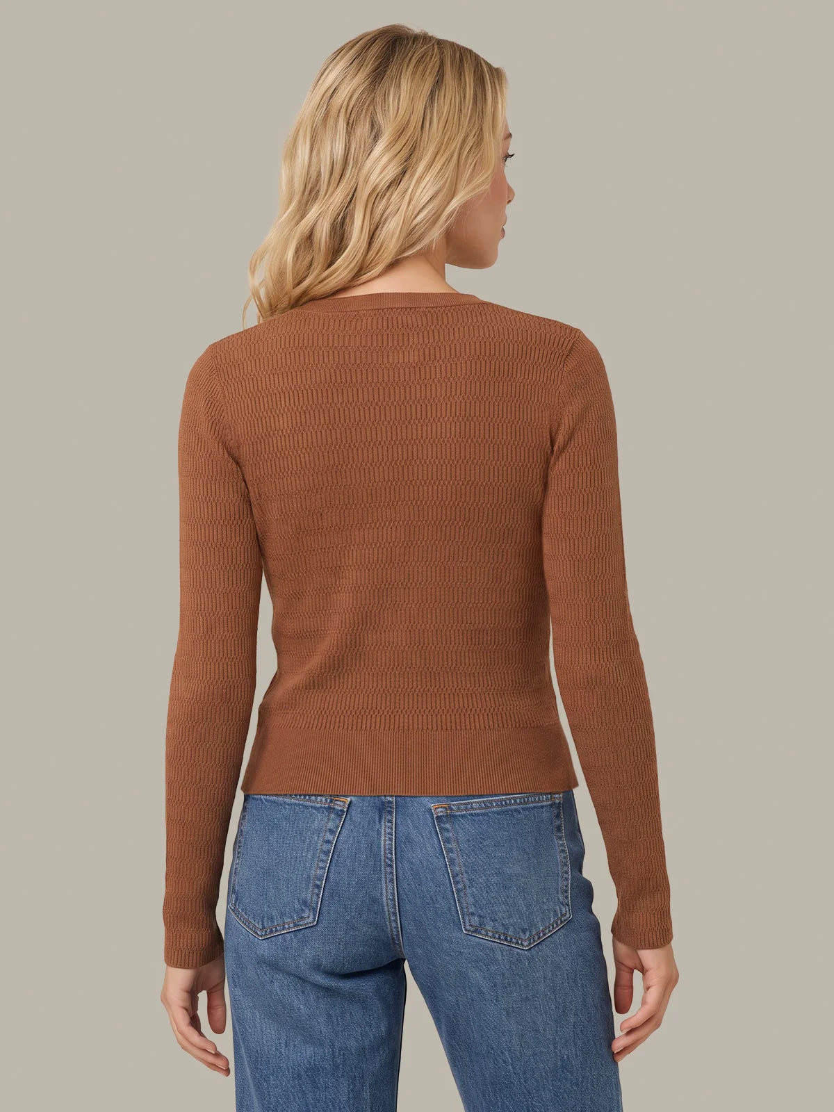 Leni Novelty Rib Long Sleeve Crewneck