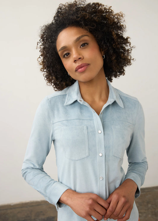 Long Sleeve Suede Shirt