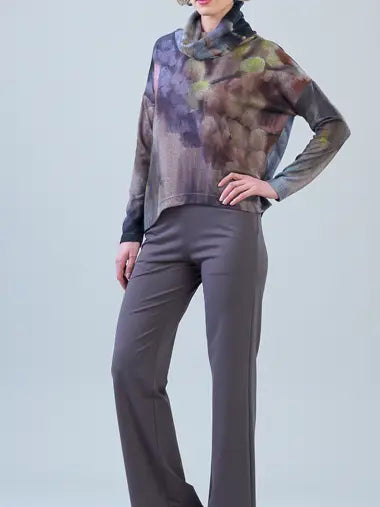 Watercolor Print Cozy Turtleneck
