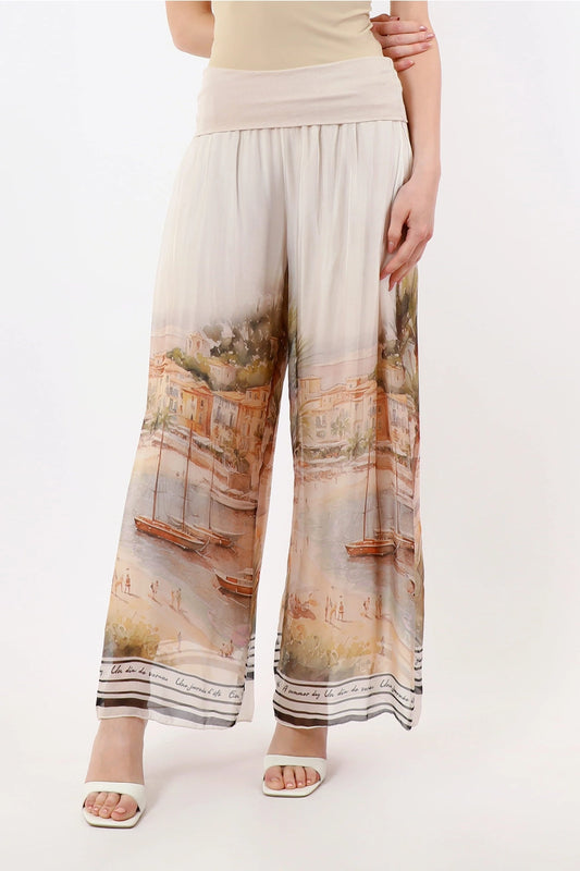 Riva Positano Wide Leg Silk Pant