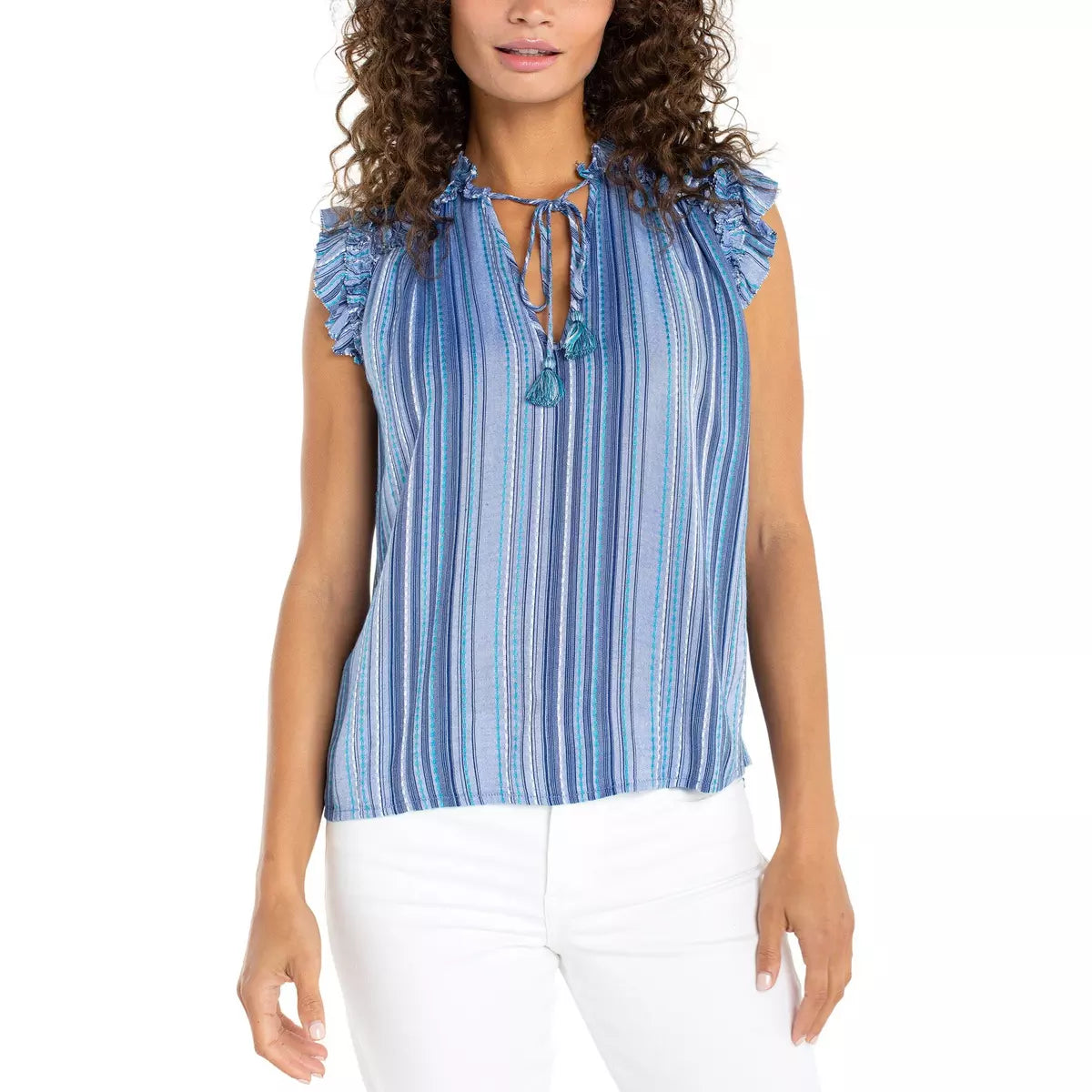 Flutter Sleeve Ruffled Woven Top
