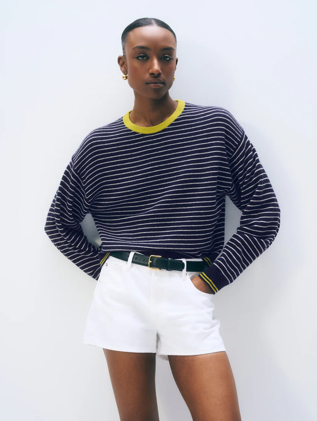 Cashmere Striped Crewneck Sweater