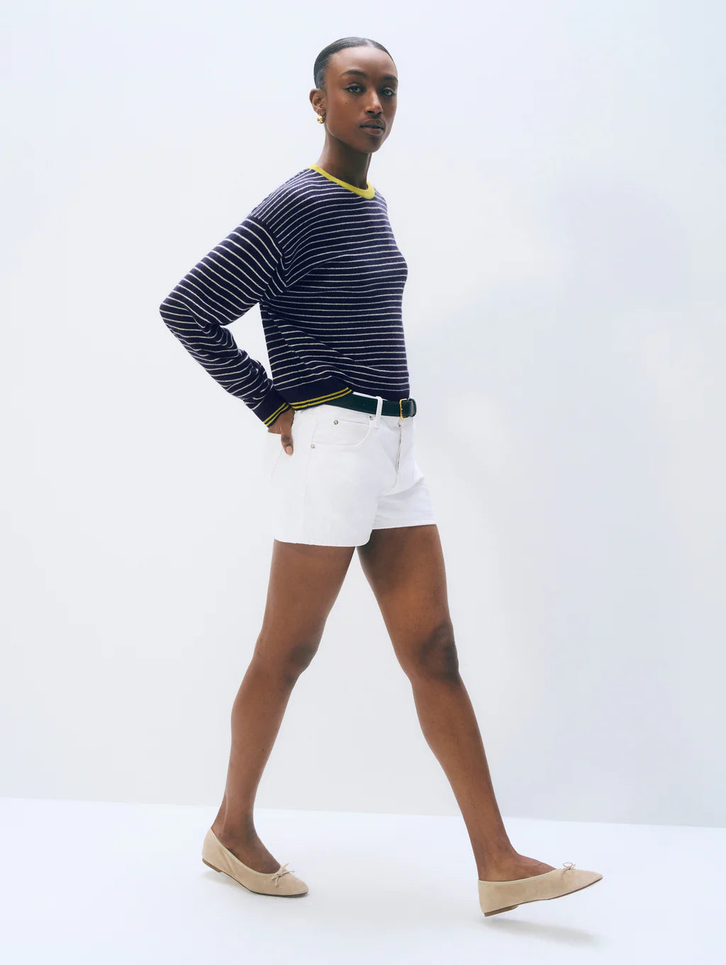 Cashmere Striped Crewneck Sweater
