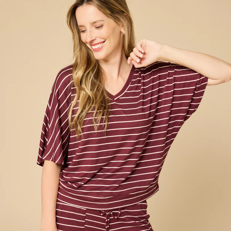 Dream Jersey Relaxed V-Neck with Capri Lounge Set