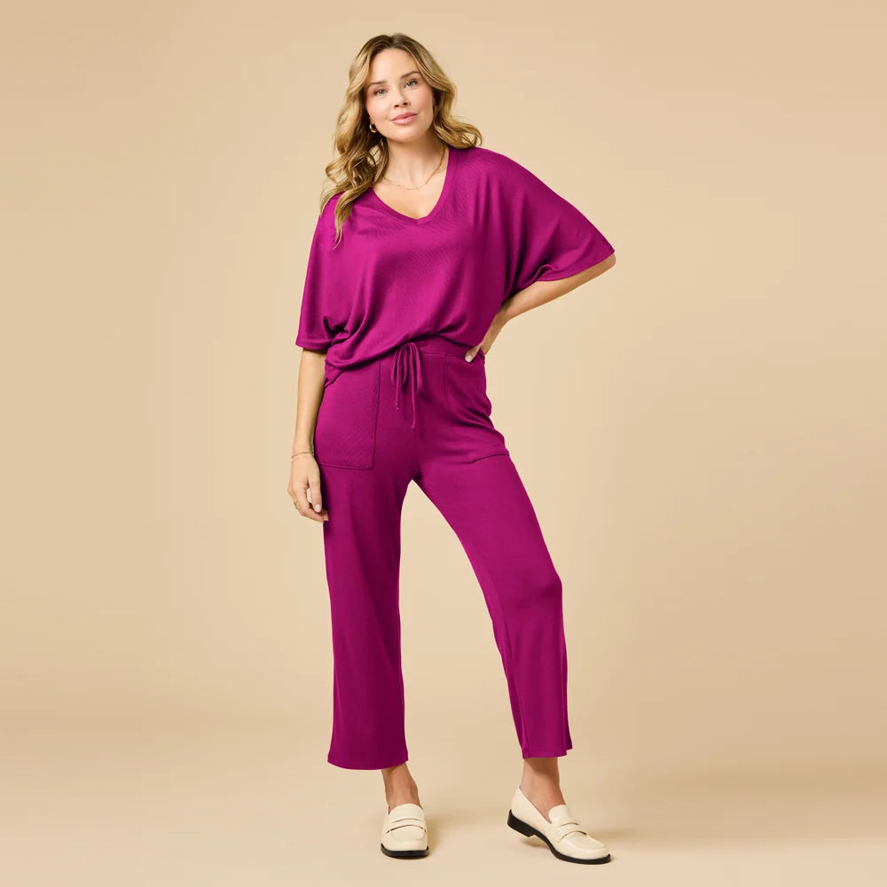 Dream Jersey Relaxed V-Neck with Capri Lounge Set