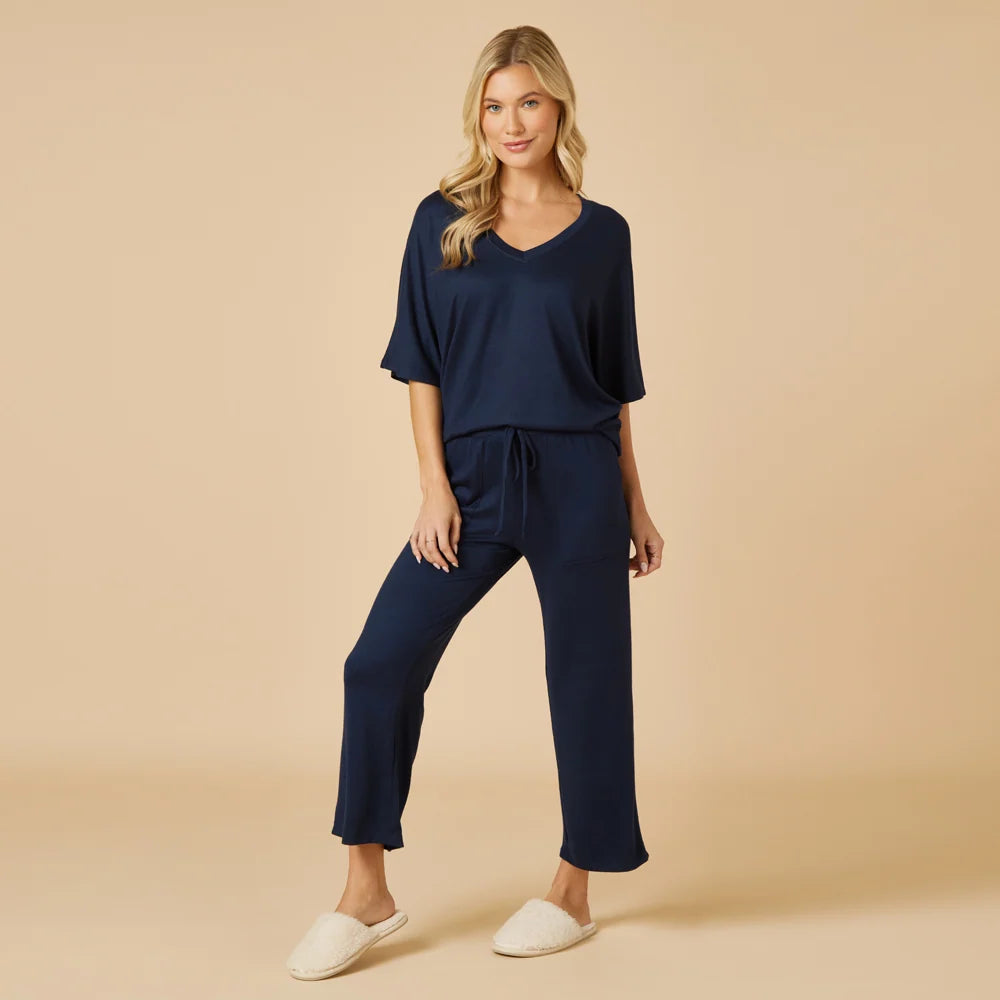 Dream Jersey Relaxed V-Neck with Capri Lounge Set