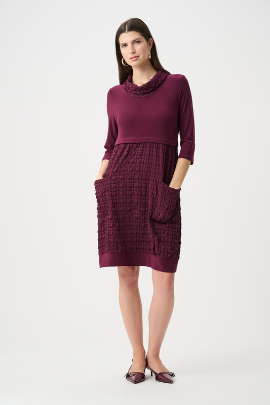 Jacquard and Silky Knit Cocoon Dress