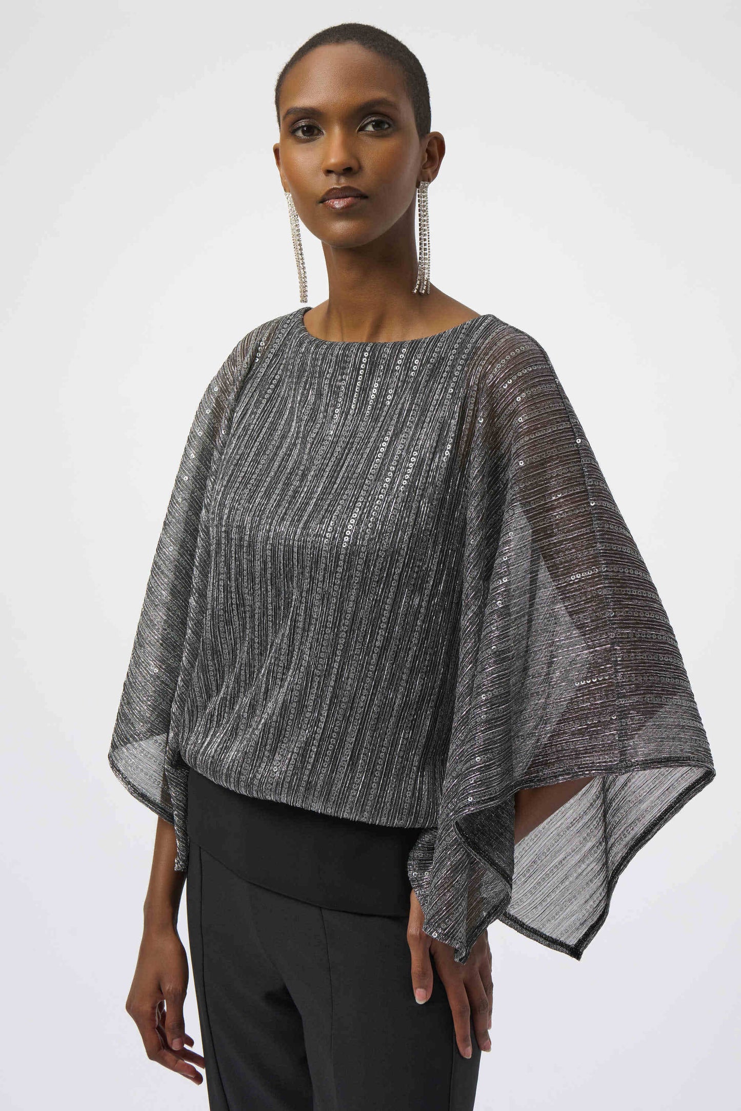 Sequin Pleated Layered Top