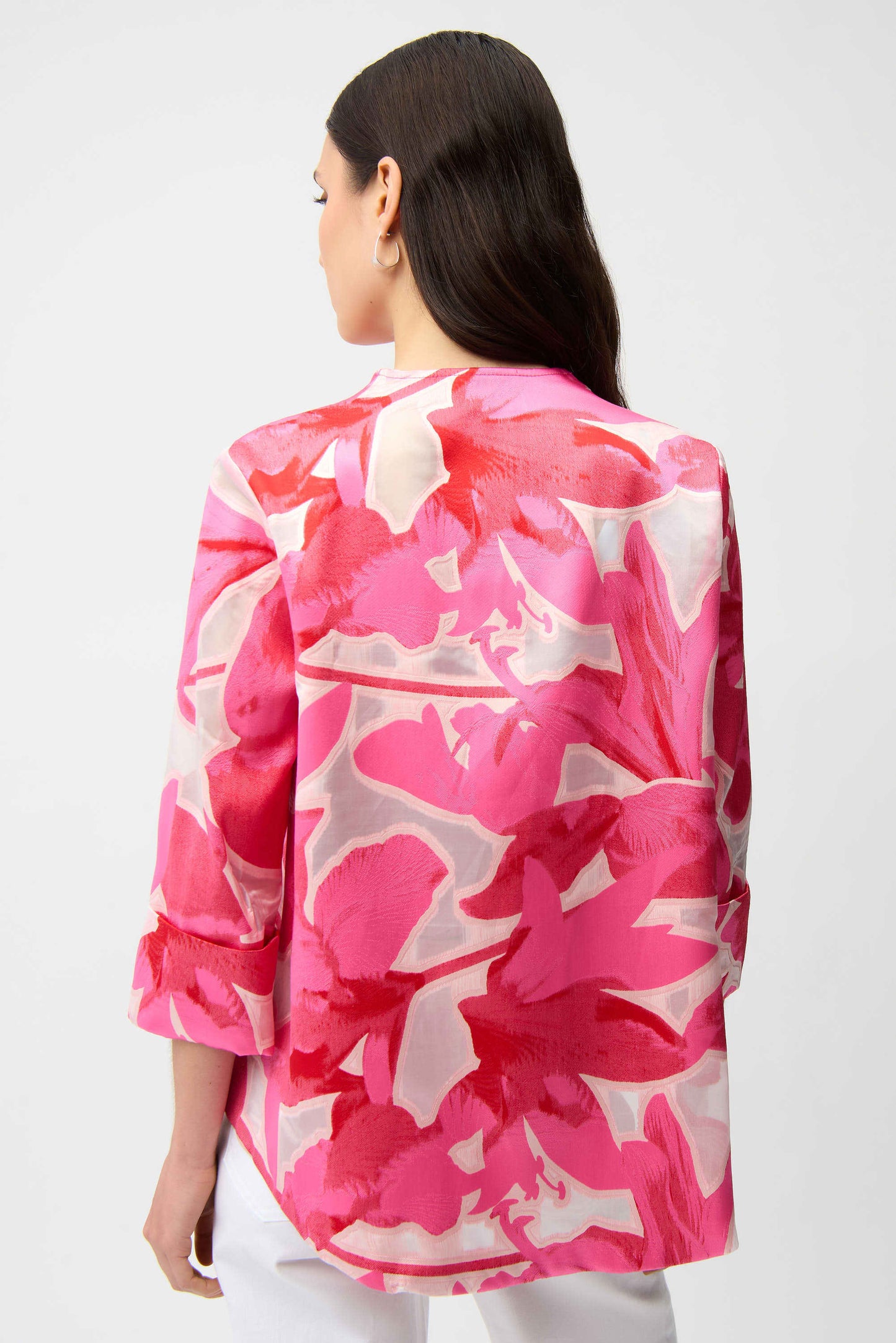 Novelty Jacquard Floral Print Swing Jacket