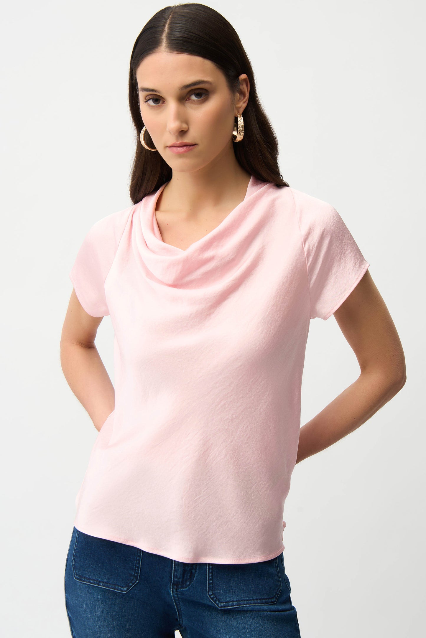Satin Top with Cowl Neckline