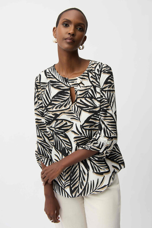 Georgette Tropical Print Boxy Top