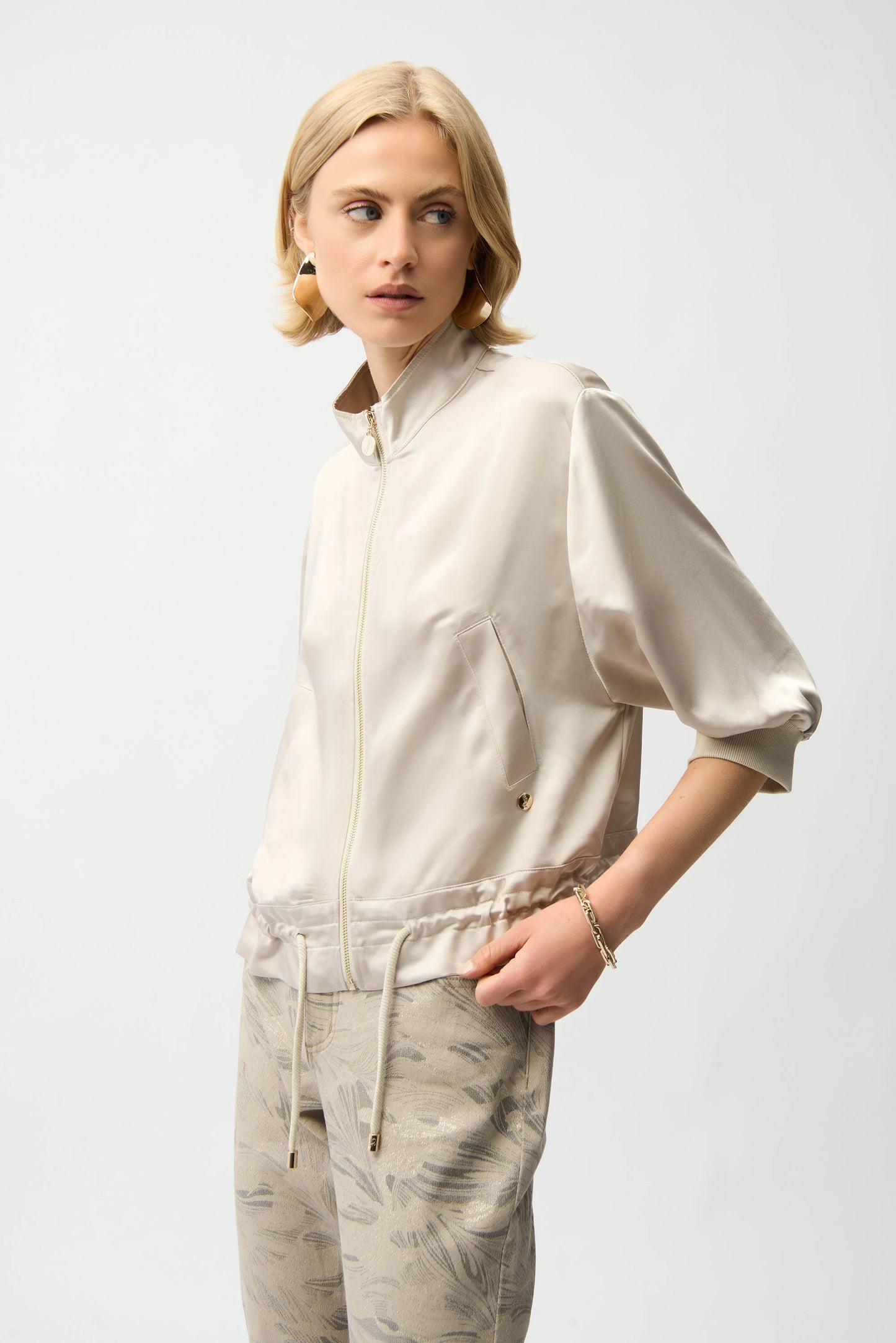 Satin Boxy Blouson Jacket