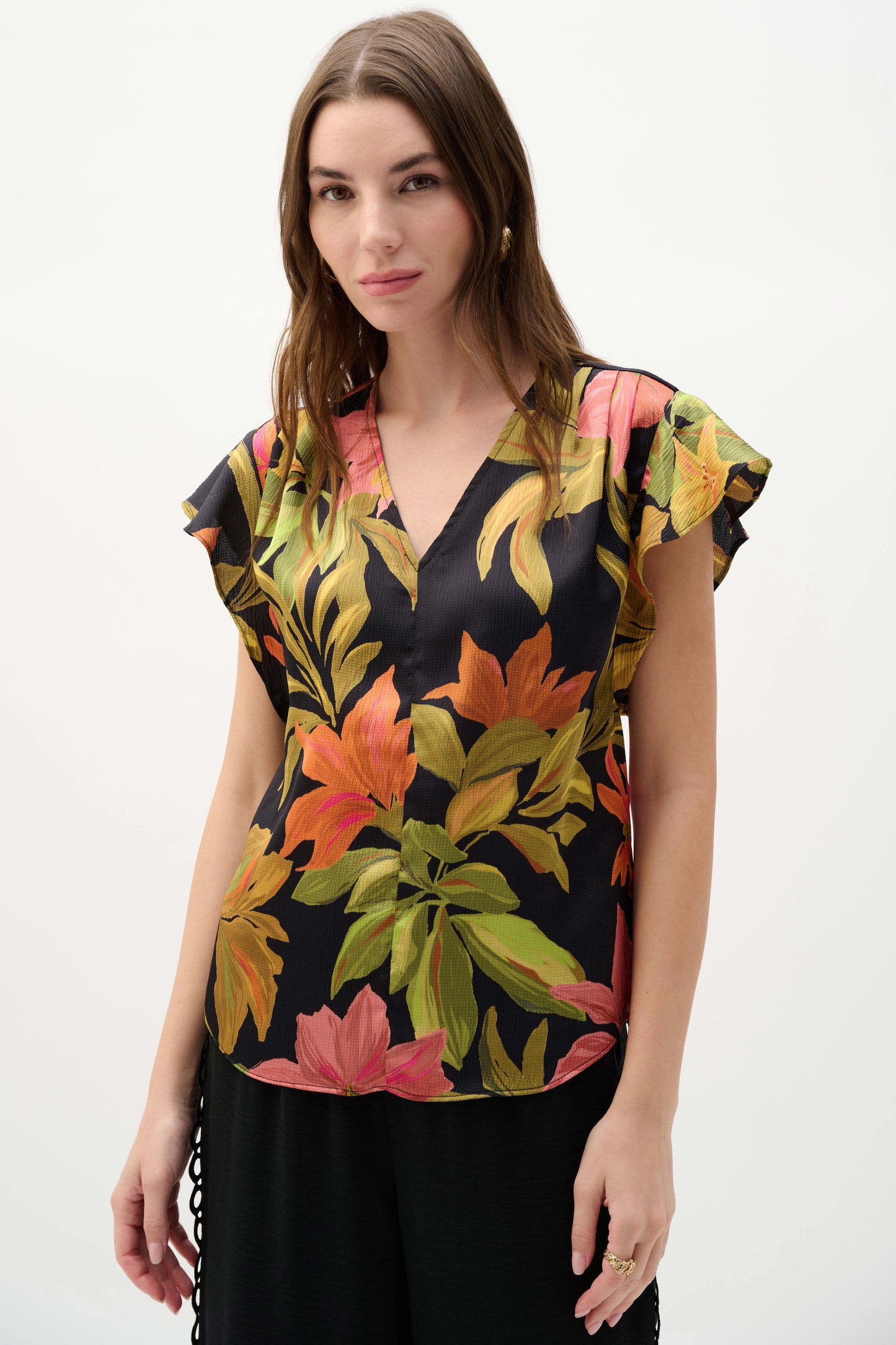 Satin Tropical Print Top