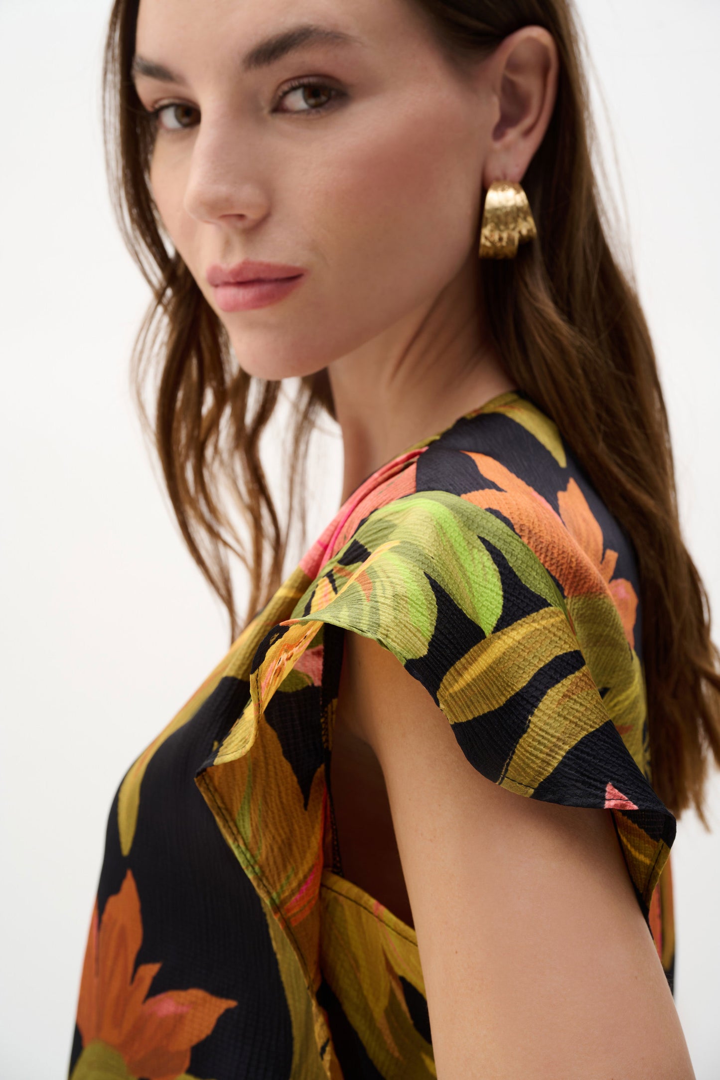 Satin Tropical Print Top