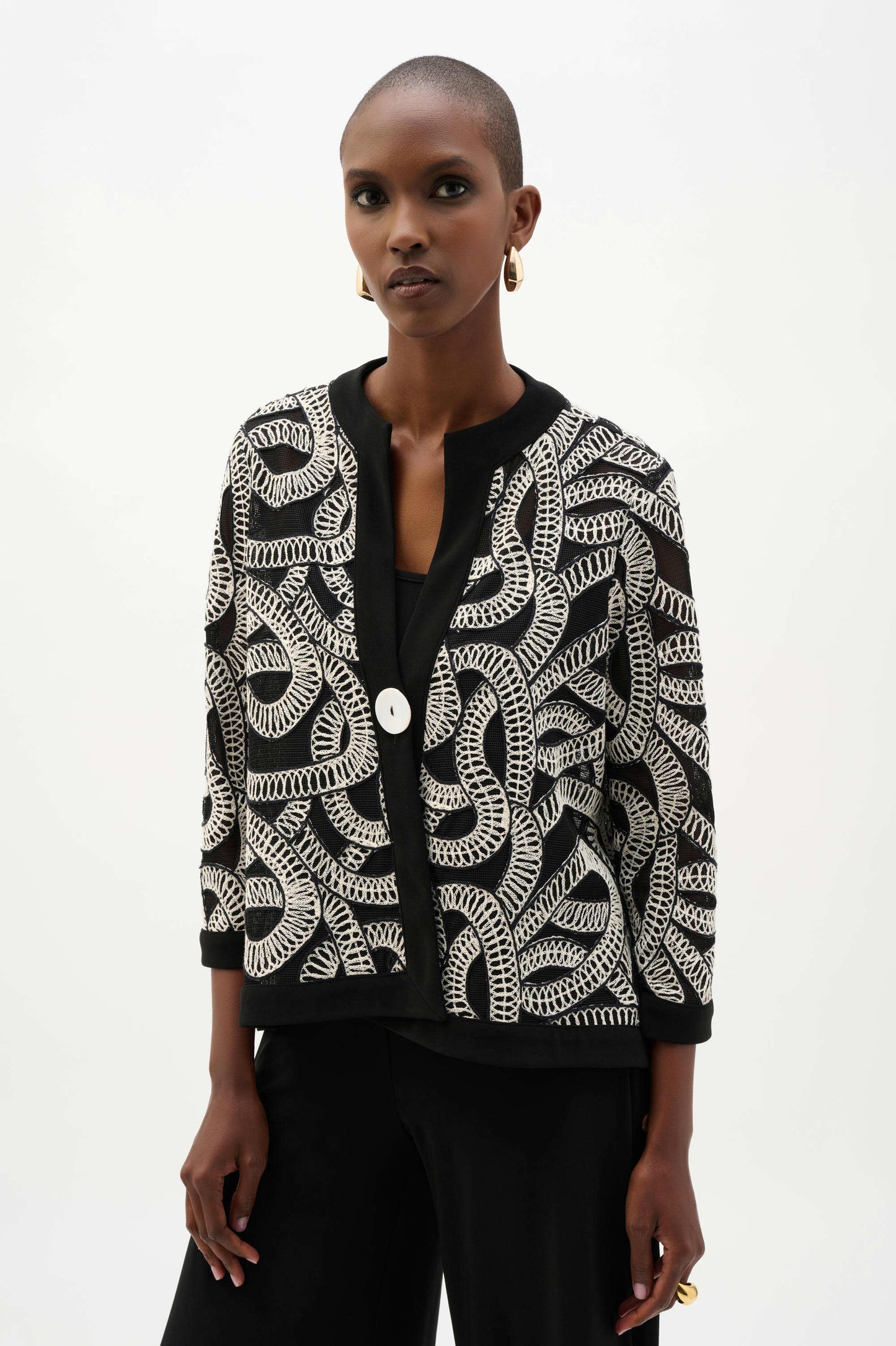 Novelty Mesh Abstract Print Swing Jacket