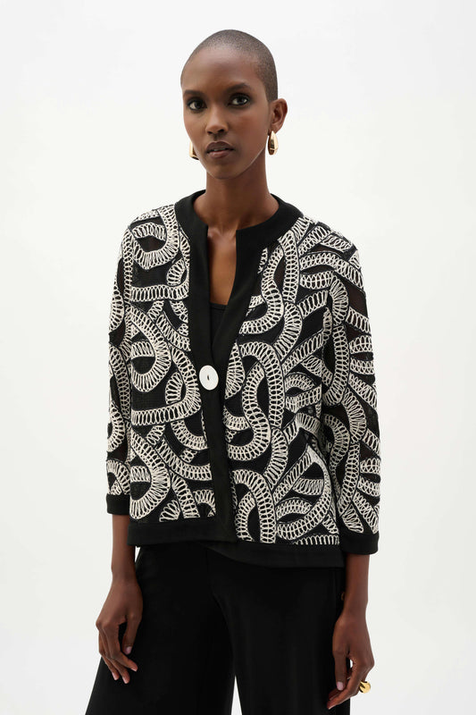 Novelty Mesh Abstract Print Swing Jacket