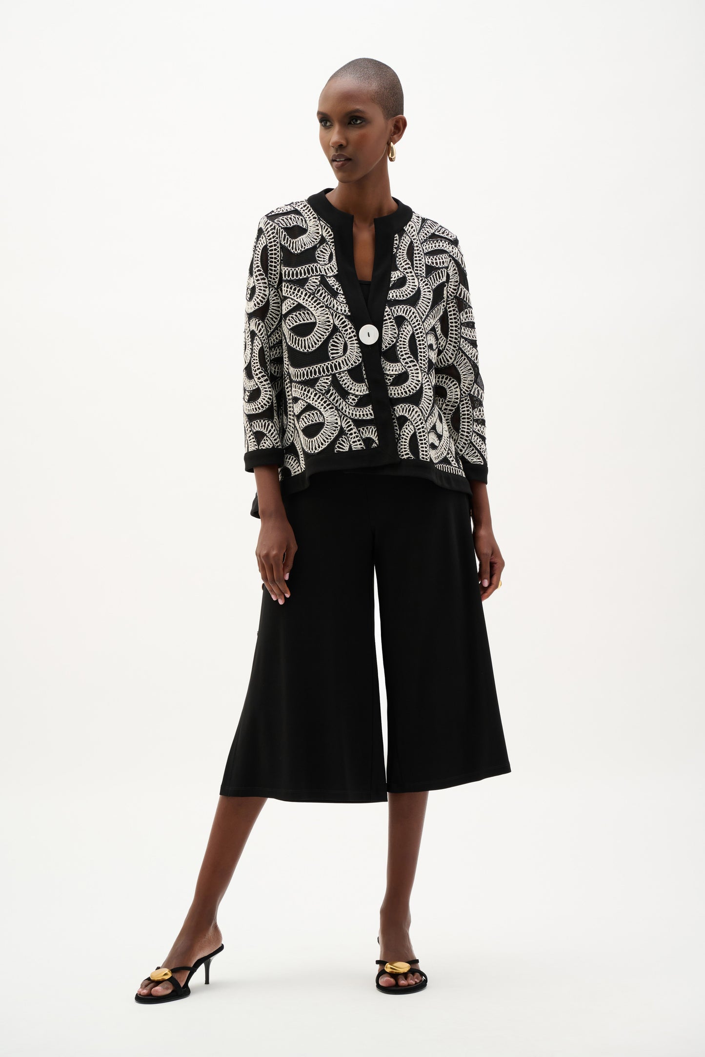 Novelty Mesh Abstract Print Swing Jacket