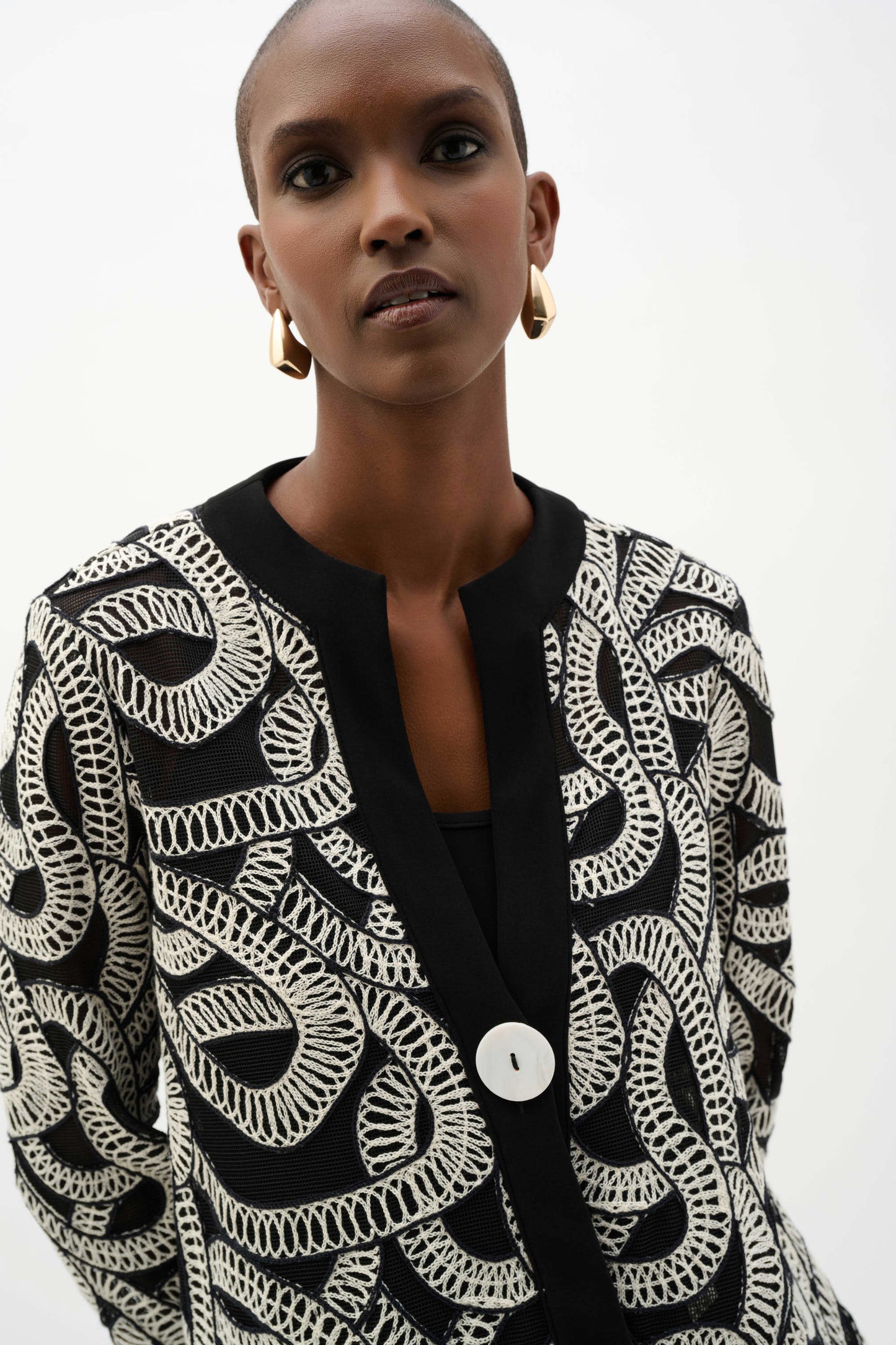 Novelty Mesh Abstract Print Swing Jacket