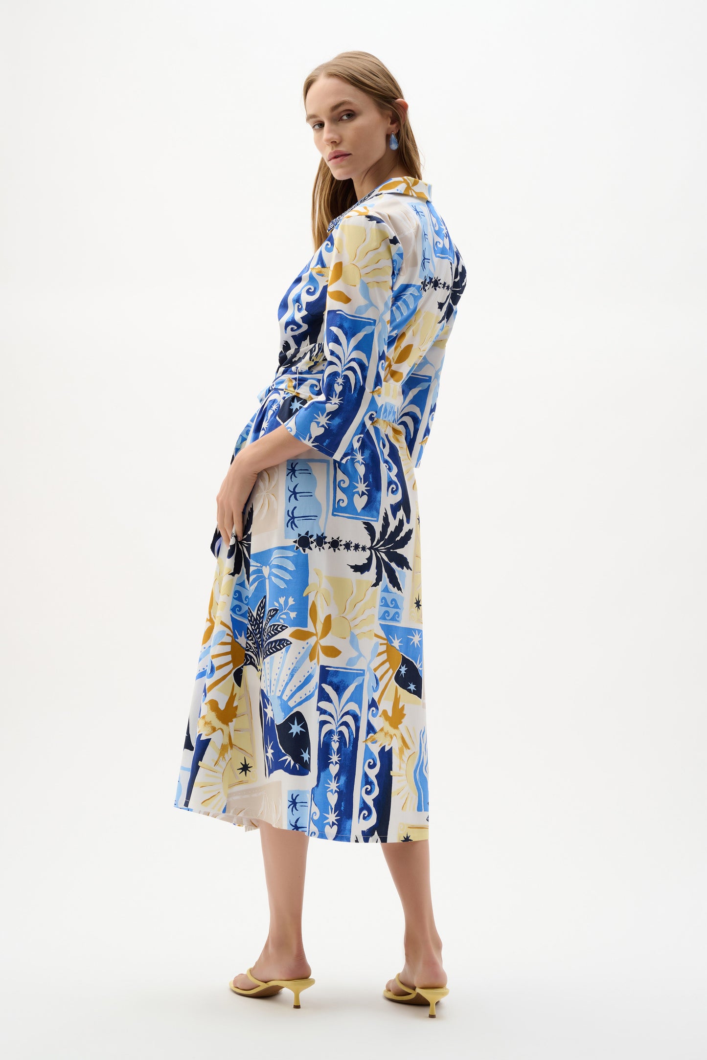 Tropical Print A-Line Dress