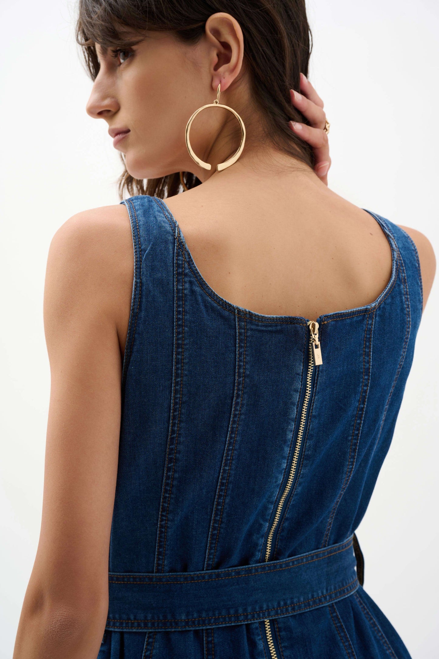 Denim Fit & Flare Midi Dress