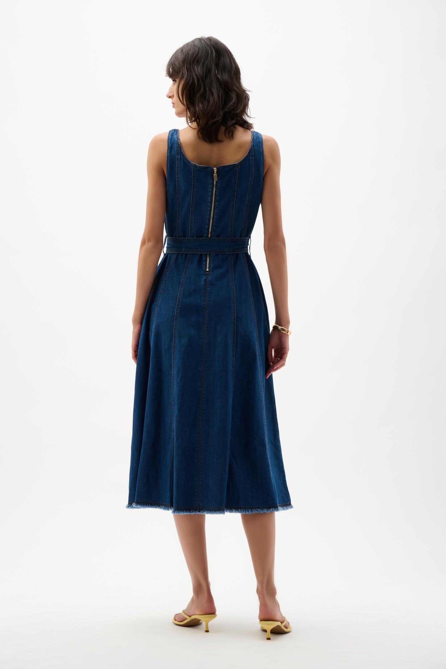 Denim Fit & Flare Midi Dress