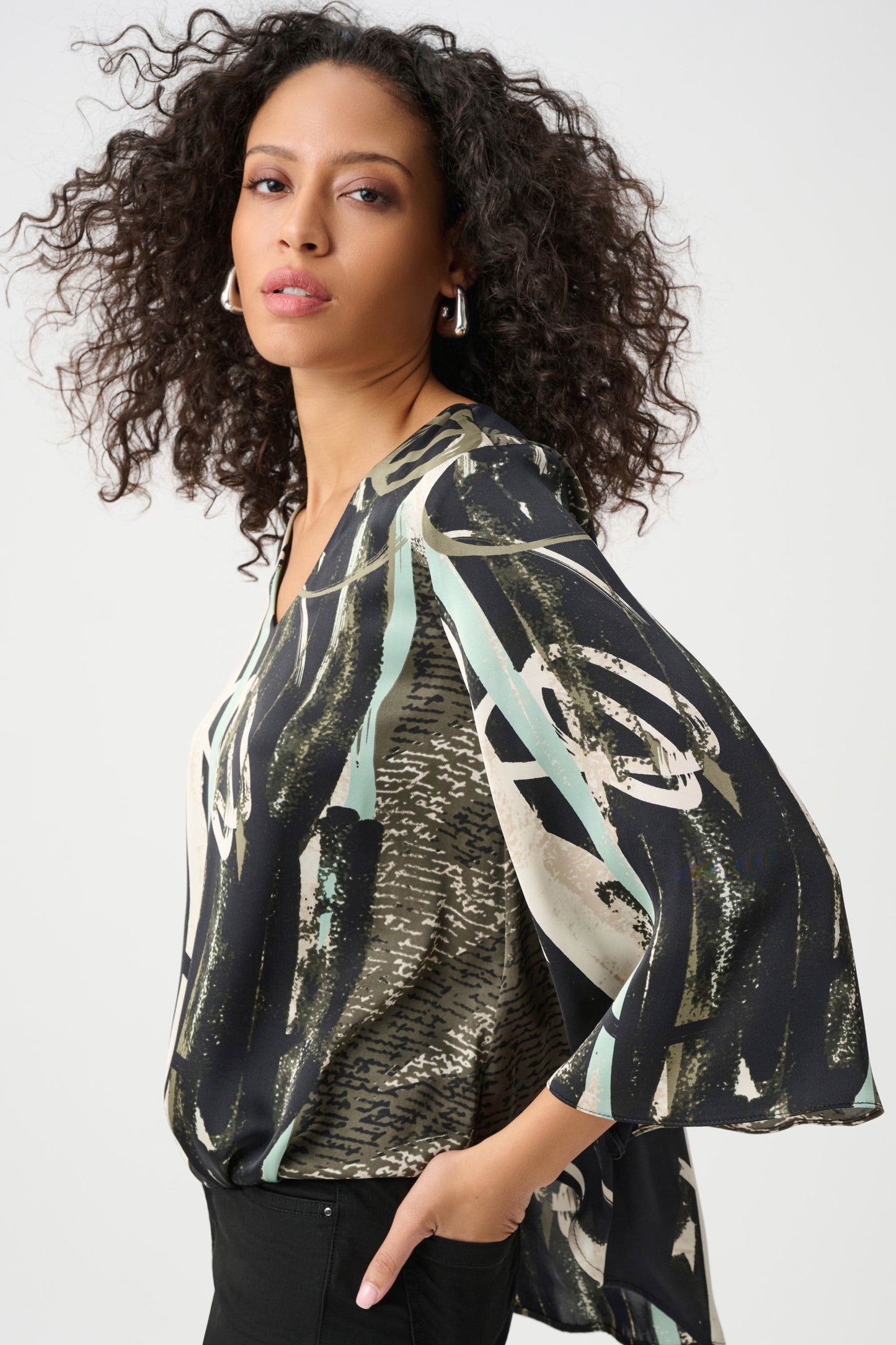 Recycled Satin Abstract Boxy Top