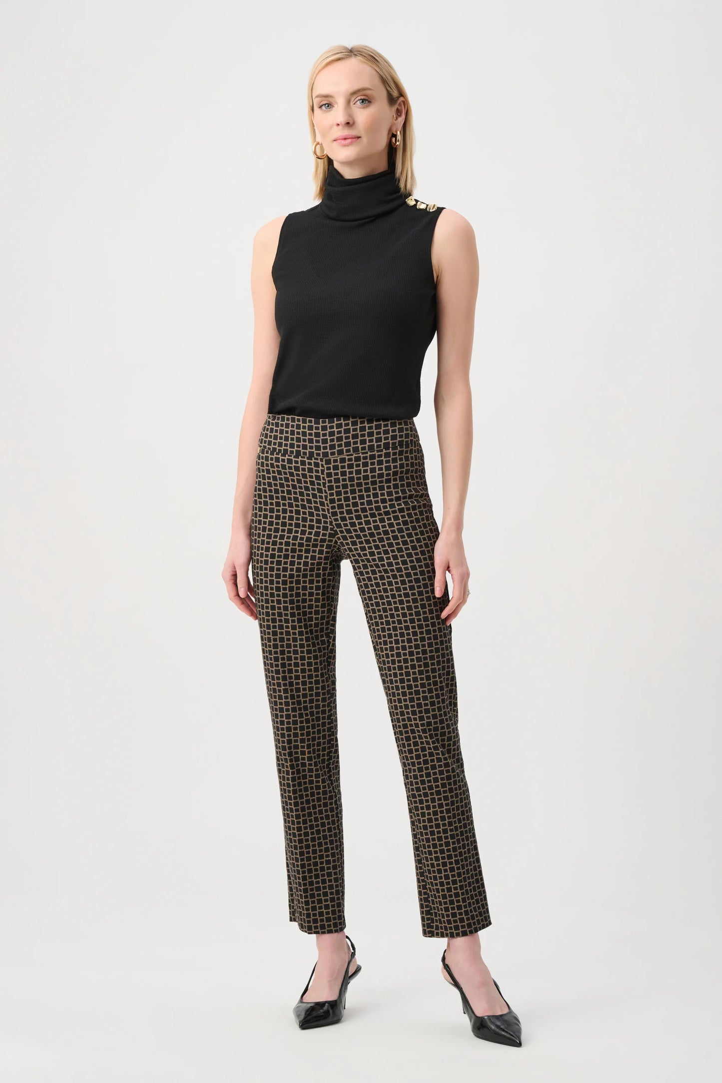 Geometric Jacquard Straight Pull On Pant