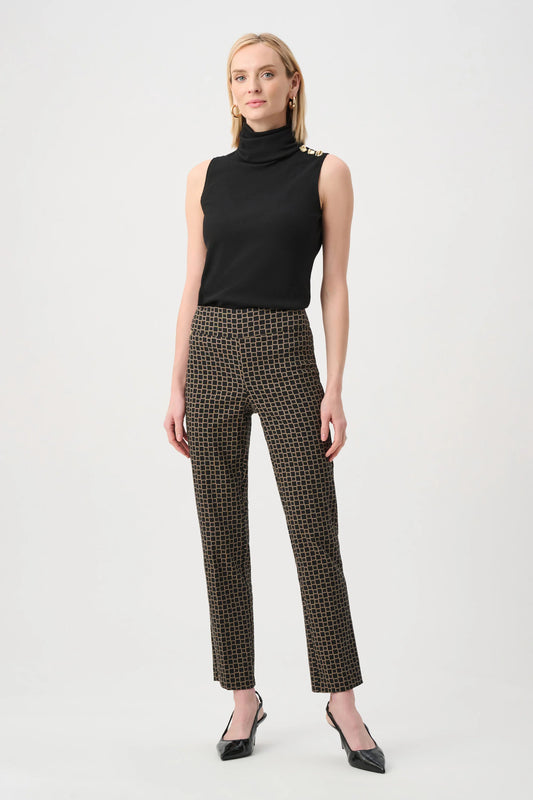 Geometric Jacquard Straight Pull On Pant