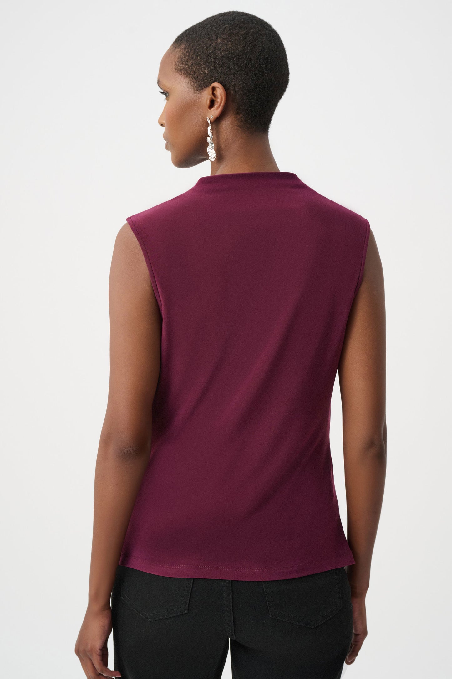 Silky Knit Sleeveless Cowl-Neck Top