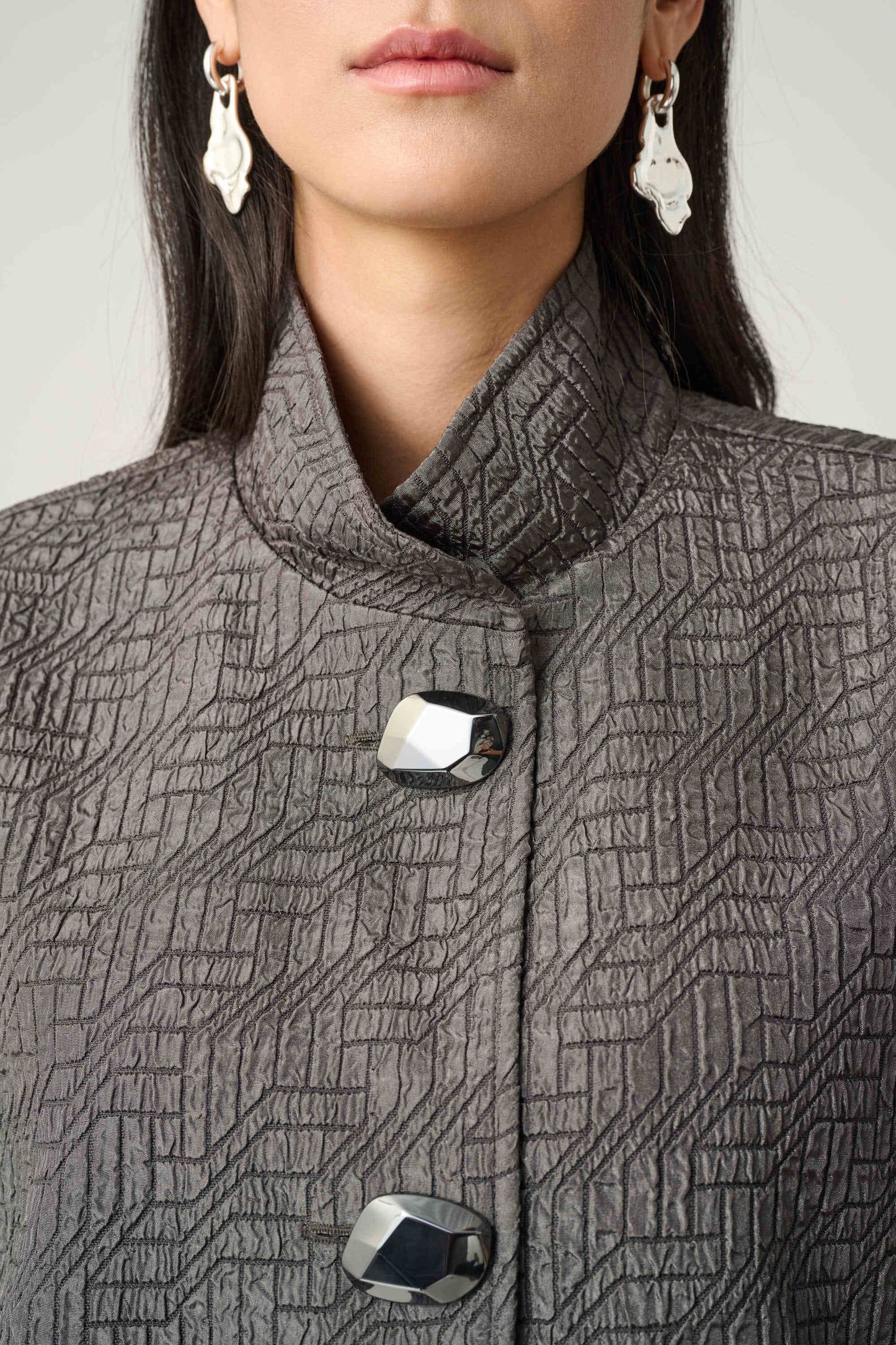 Geometric Jacquard Trapeze Jacket
