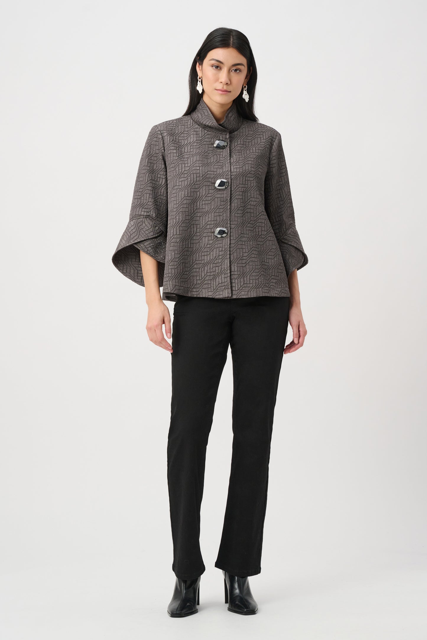 Geometric Jacquard Trapeze Jacket