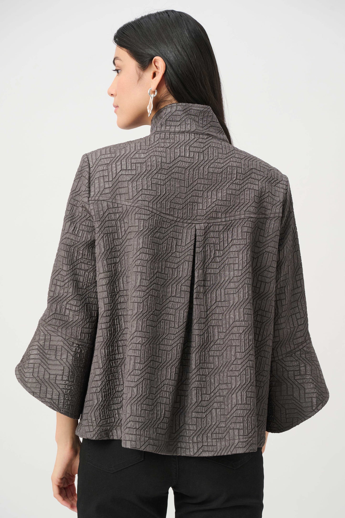 Geometric Jacquard Trapeze Jacket