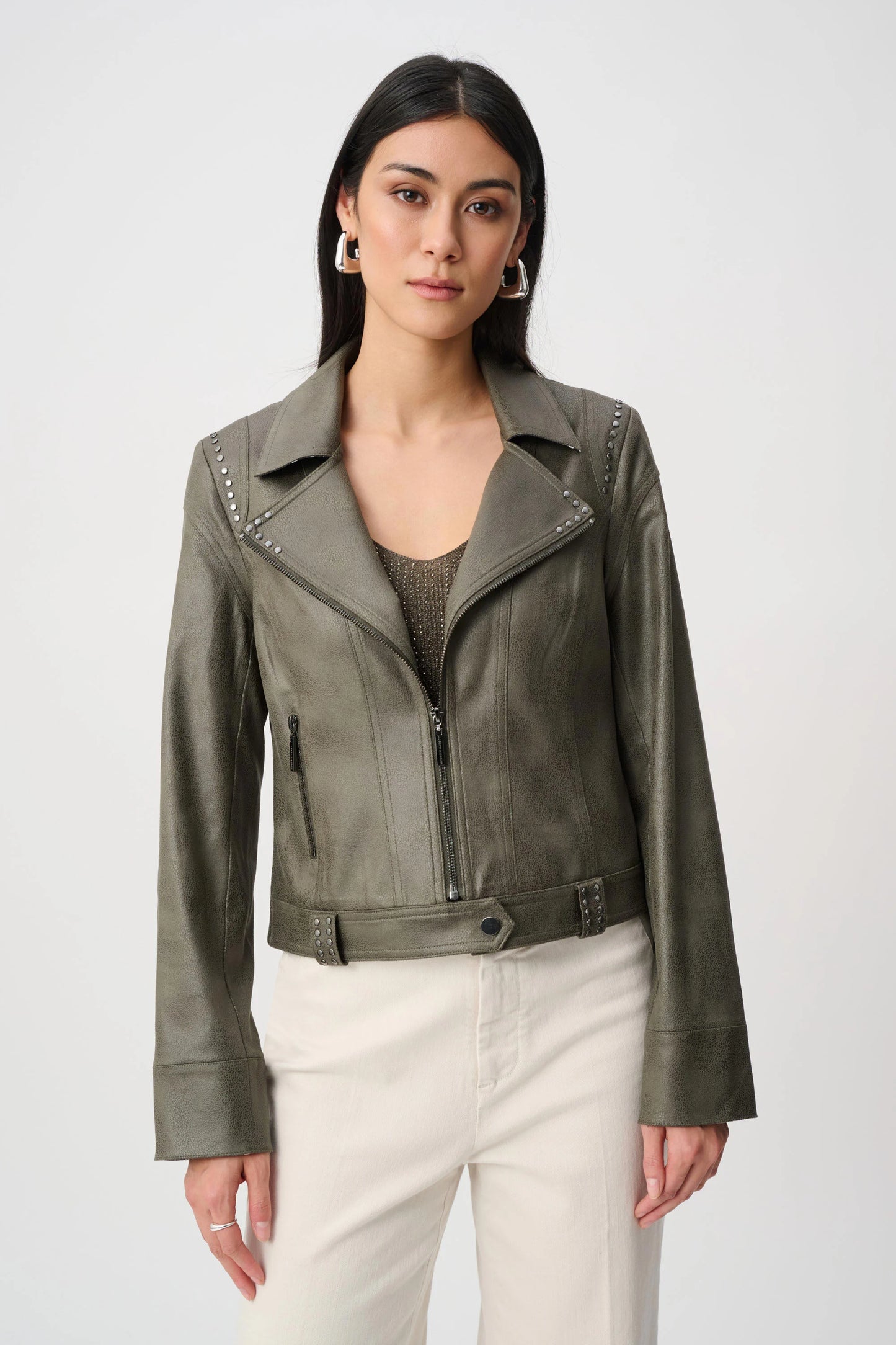 Foiled Faux Suede Moto Jacket