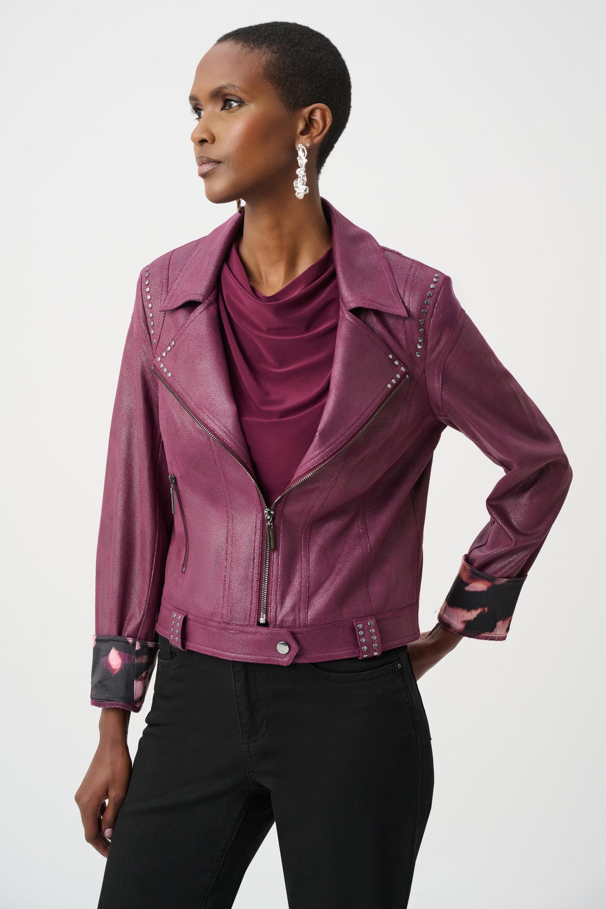 Foiled Faux Suede Moto Jacket