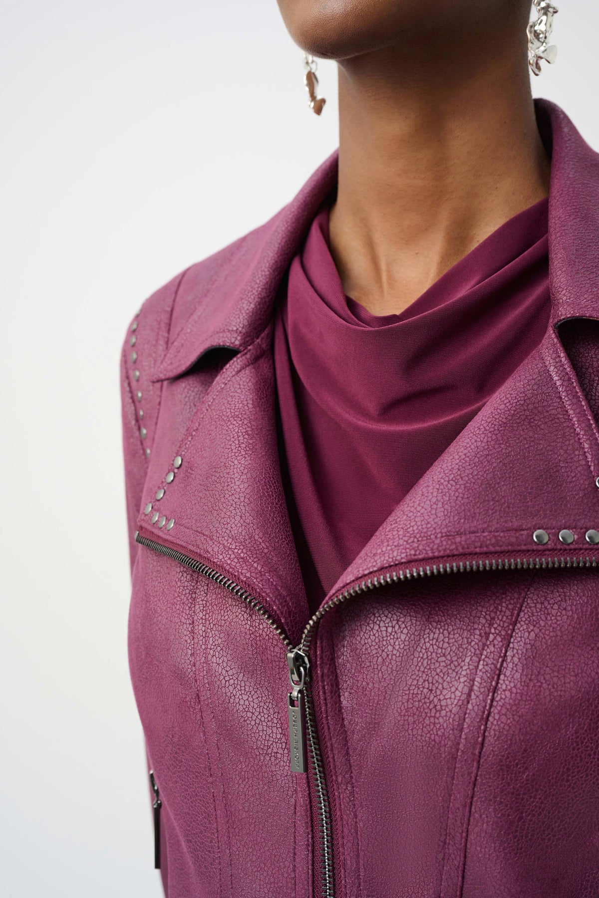 Foiled Faux Suede Moto Jacket