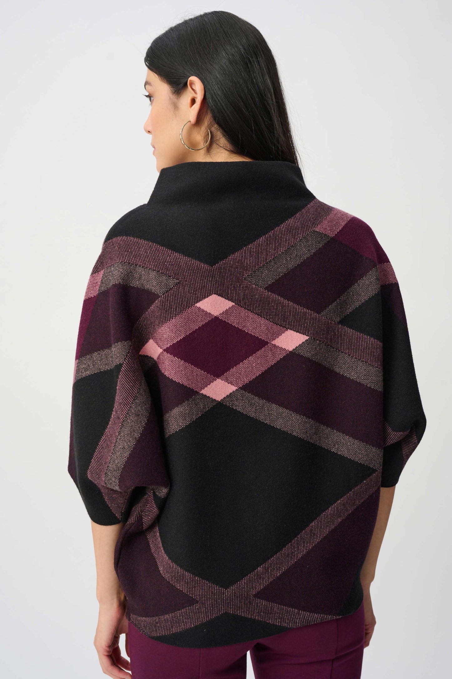 Brushed Plaid Funnel Neck Sweater
