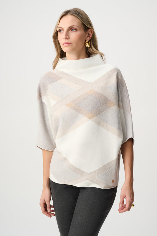 Brushed Plaid Funnel Neck Sweater