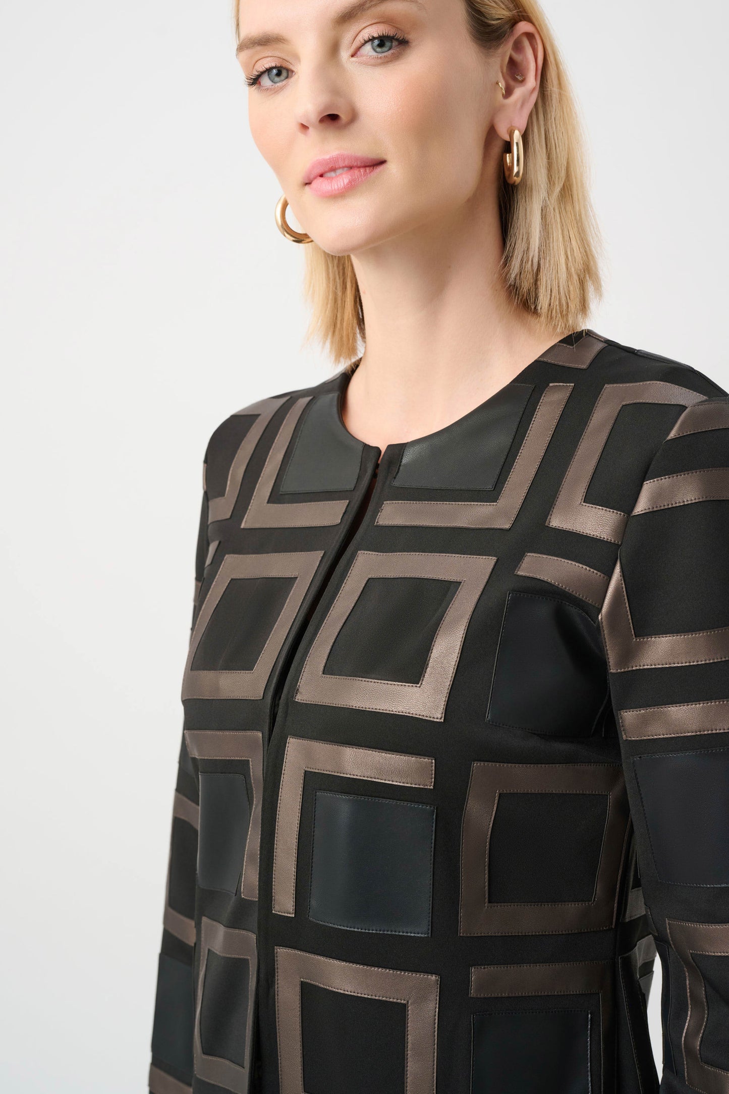 Leatherette and Scuba Two-Tone Jacket