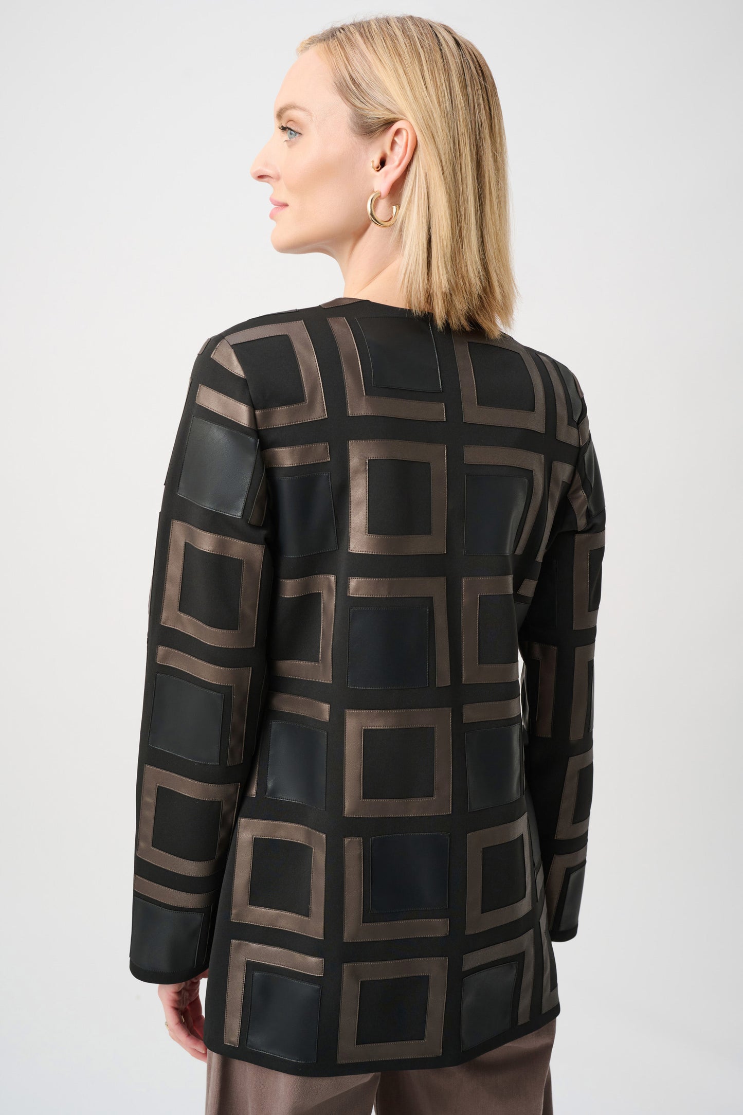 Leatherette and Scuba Two-Tone Jacket