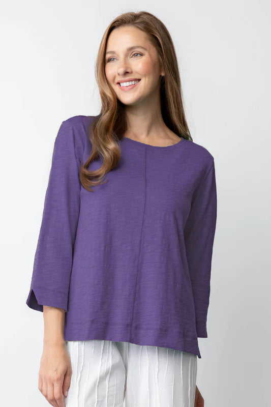 Cotton Coverstitch Boatneck Top