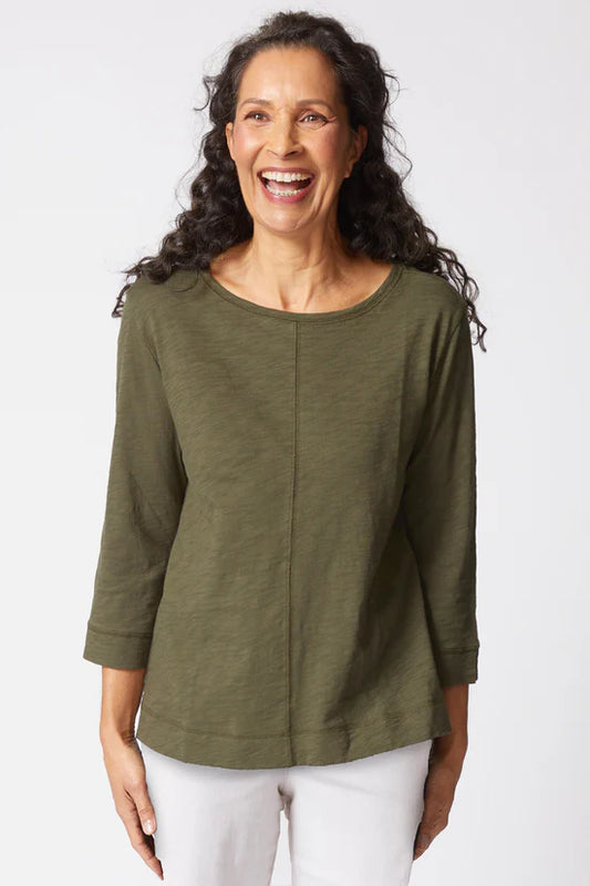 Cotton Coverstitch Boatneck Top