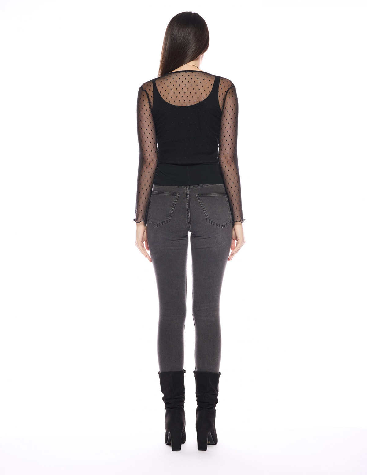 Pilot Cardigan in Black Mesh Dot
