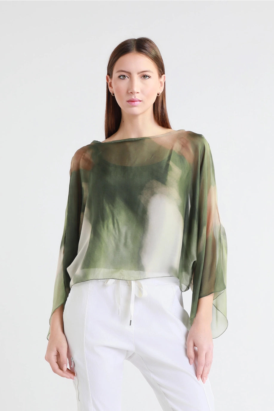 Sofita Abstract Cropped Silk Kaftan