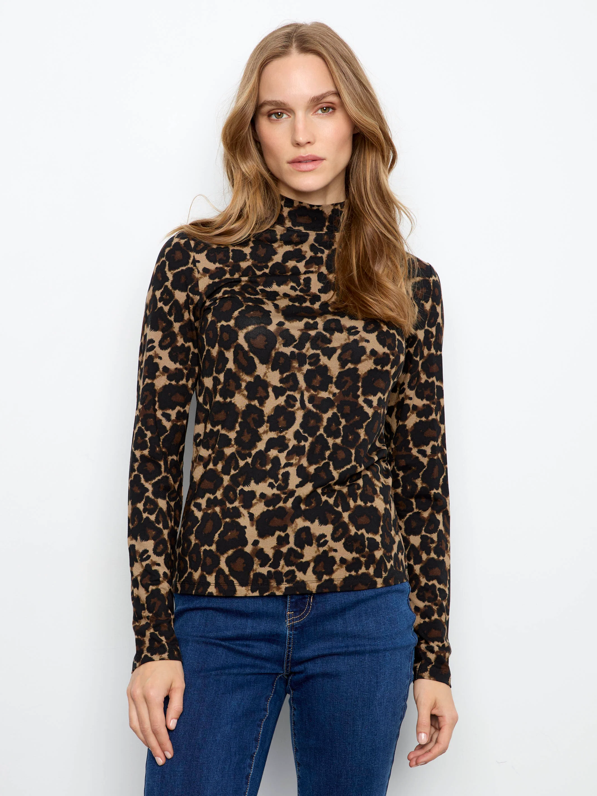 Animal Print Mock Neck