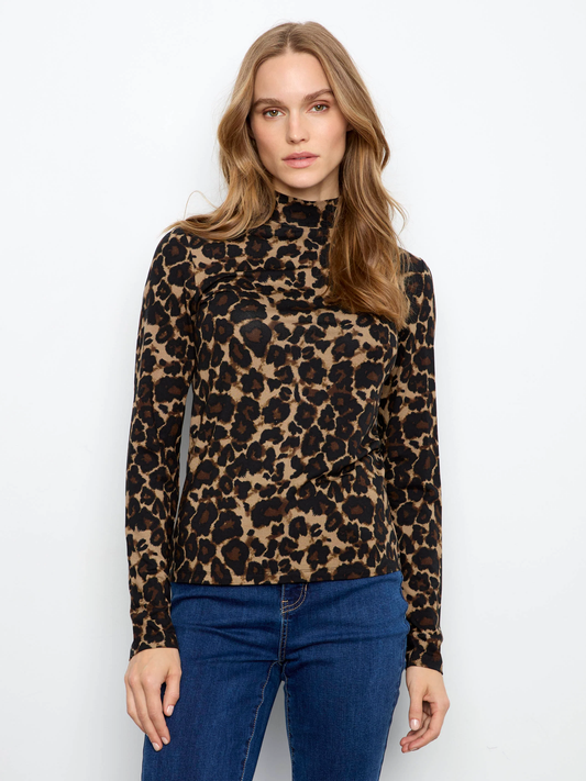 Animal Print Mock Neck