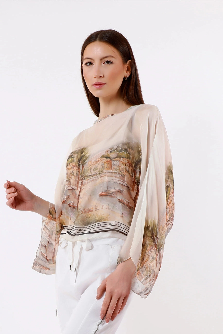 Riva Positano Cropped Silk Kaftan