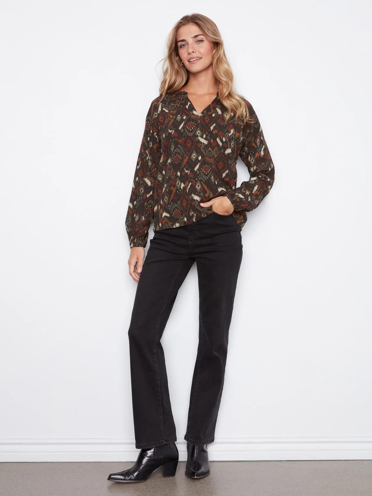 Printed Raglan Blouse