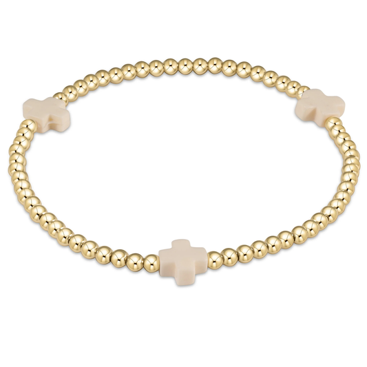 Signature Cross 3mm Gold Bracelet - Off-White